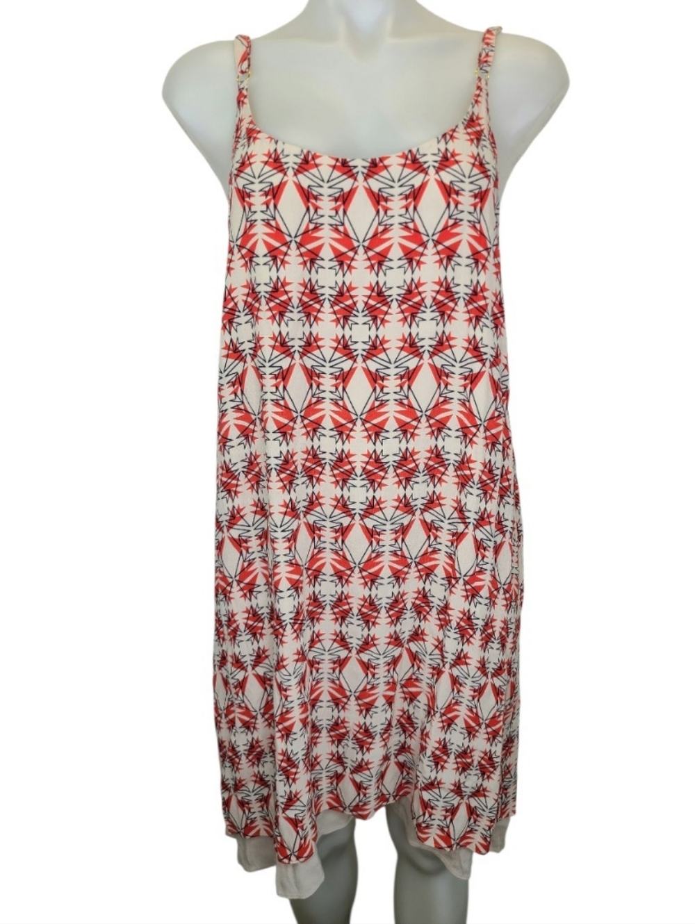 Cabi Limited Edition Batik Print Slip Dress Beige Cream Orange Navy Blue Large - Picture 2 of 10